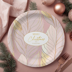 Plato De Papel Patrón de Navidades de oro rosado #29 ID1009