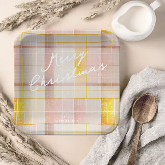 Plato De Papel Patrón de Navidades de oro rosado #7 ID1009