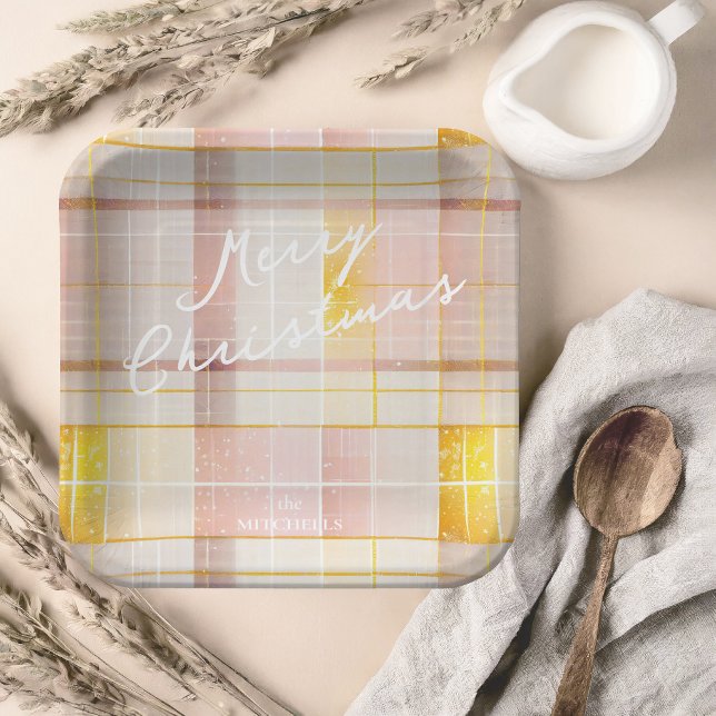 Plato De Papel Patrón de Navidades de oro rosado #7 ID1009 (Subido por el creador)