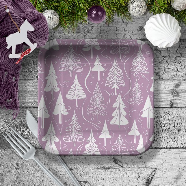 Plato De Papel Patrón de Navidades púrpura #6 ID1009 (Subido por el creador)