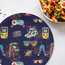 Patrón de Neón Retro Vintage 80