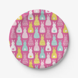 Plato De Papel Patrón de niños lindos de conejo conejo conejo con