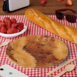 Plato De Papel Patrón de nogal falso 