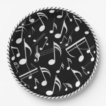 Patrón de notas en blanco y negro