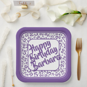 Plato De Papel Patrón de número de partido de cumpleaños 25 Blanc