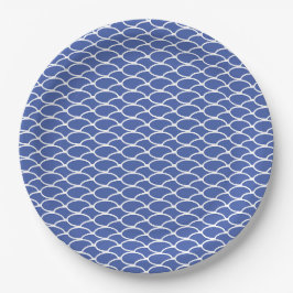 Plato De Papel Patrón de Olas de Oval de Oval azul festivo