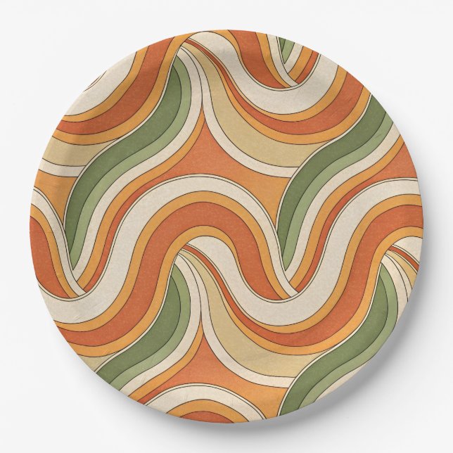 Plato De Papel Patrón de ondas mágicas (Anverso)