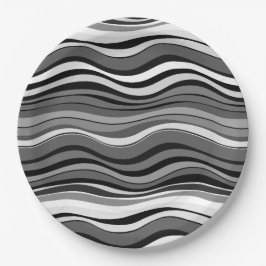 Plato De Papel Patrón de ondas monocromas