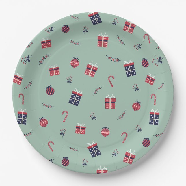 Plato De Papel Patrón de ornamentos de presentación de Navidad su (Anverso)