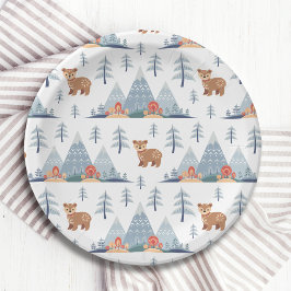 Plato De Papel Patrón de oso de vacaciones nórdicas