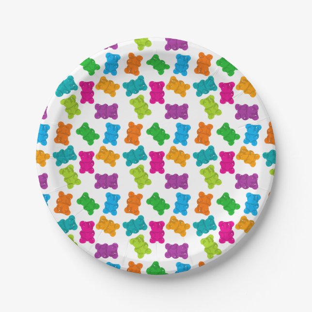 Plato De Papel Patrón de osos de goma (Anverso)