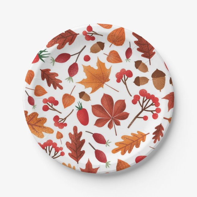 Plato De Papel Patrón de otoño (Anverso)