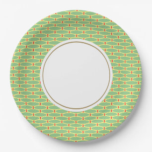 Plato De Papel Patrón De Ovales De Baldosas De Color Amarillo Roj