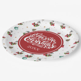 Plato De Papel Patrón de pájaro de invierno personalizado de vaca