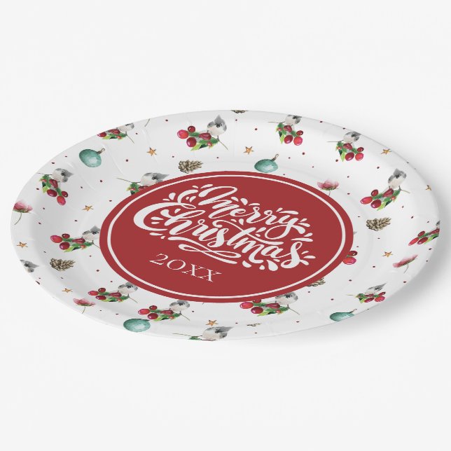 Plato De Papel Patrón de pájaro de invierno personalizado de vaca (Angular)