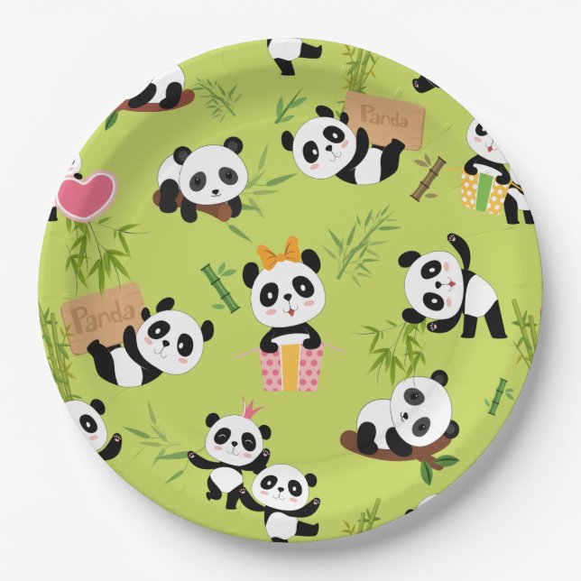 Plato De Papel Patrón de Panda 3 (Anverso)