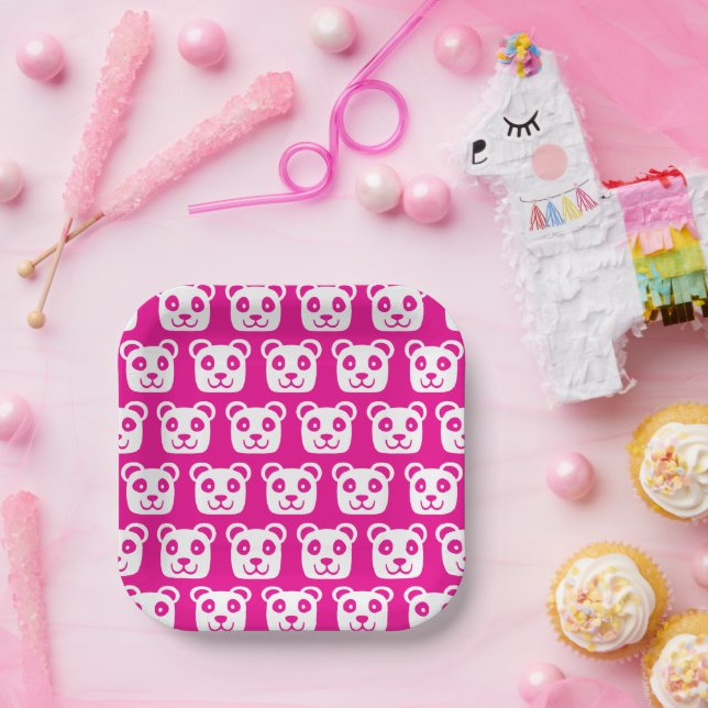 Plato De Papel Patrón De Panda Cuto (Fiesta)