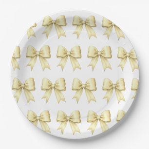 Plato De Papel Patrón de paro satinado amarillo de mantequilla