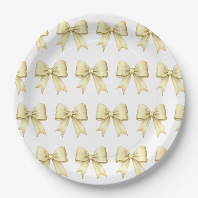 Plato De Papel Patrón de paro satinado amarillo de mantequilla (Anverso)