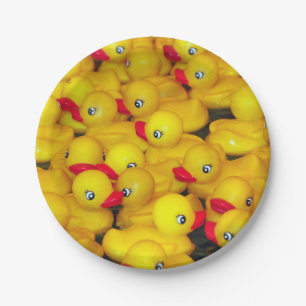 Plato De Papel Patrón de patos de goma amarillos
