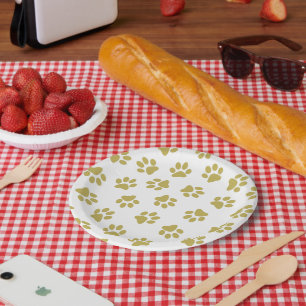 Plato De Papel Patrón De Paws, Paws De Perro, Papas De Oro