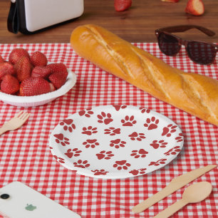 Plato De Papel Patrón De Paws, Paws De Perro, Papas Rojas