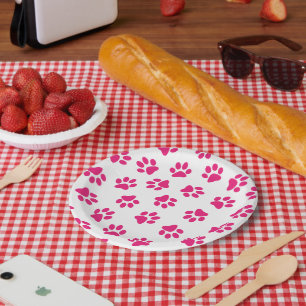 Plato De Papel Patrón De Paws, Paws De Perro, Paws Rosados