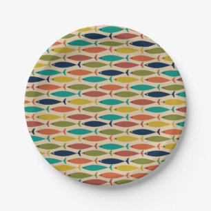 Plato De Papel Patrón de peces moderno de medio siglo