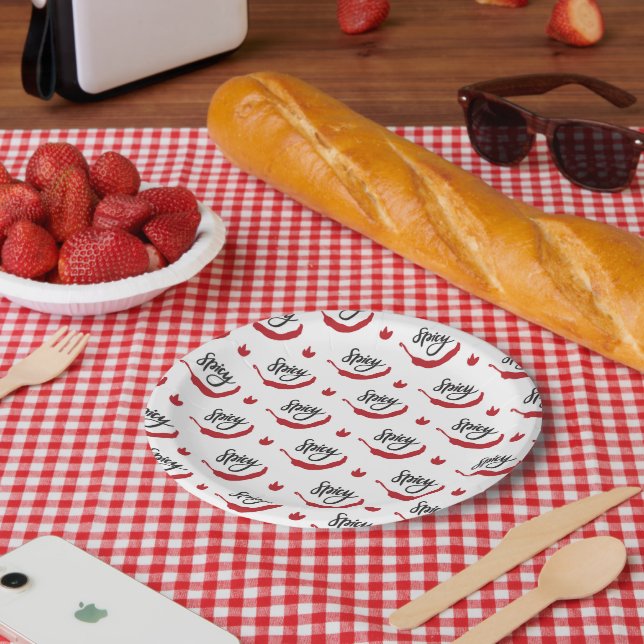 Plato De Papel Patrón de Peppers para Chili Rojo (Picnic)
