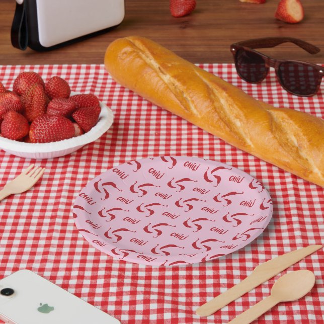 Plato De Papel Patrón de Peppers para Chili Rojo (Picnic)