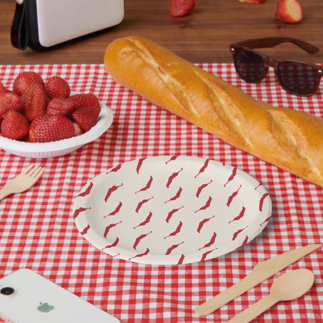 Plato De Papel Patrón de Peppers para Chili Rojo (Picnic)