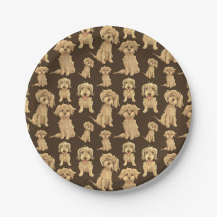 Plato De Papel Patrón de perro Marrón labradoodle goldendoodle