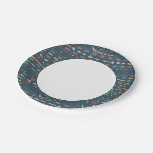 Plato De Papel Patrón de pesca étnica