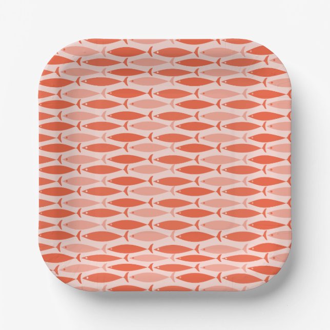 Plato De Papel Patrón de pescado moderno de mediados del siglo XX (Anverso)