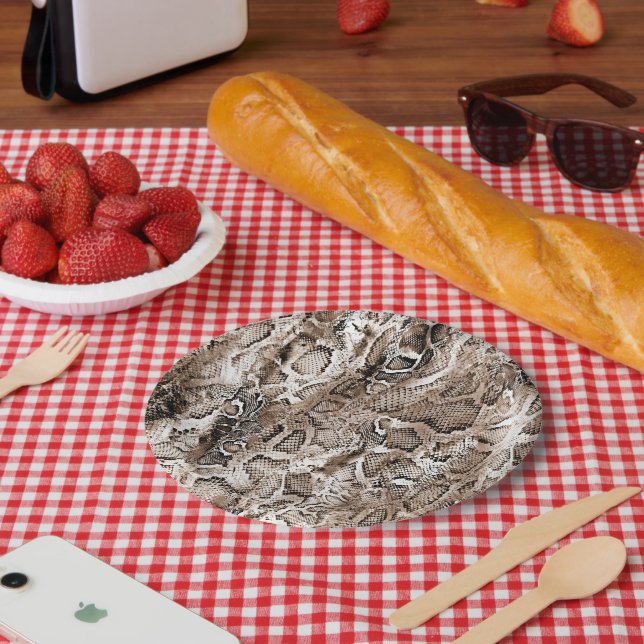 Plato De Papel Patrón de piel de serpiente  (Picnic)