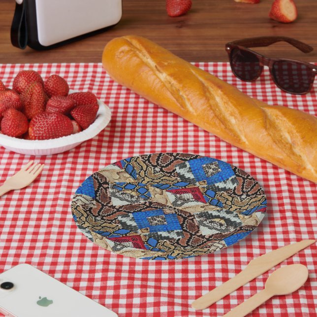 Plato De Papel Patrón de piel de serpiente  (Picnic)