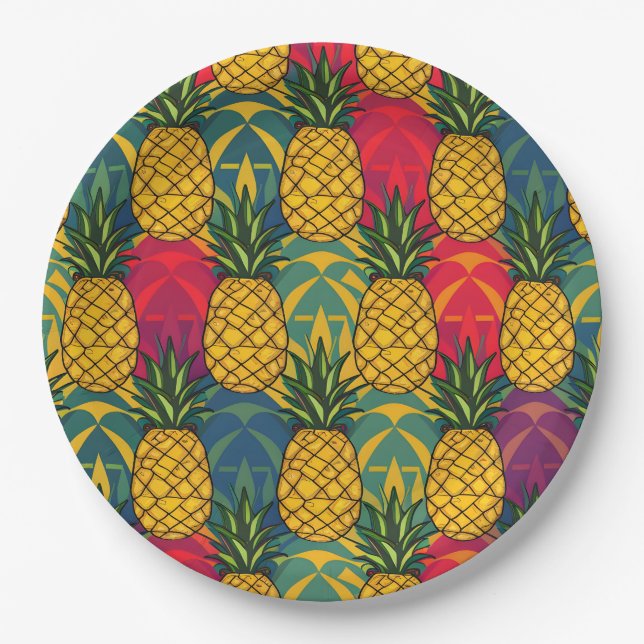 Plato De Papel Patrón de Piña  (Anverso)