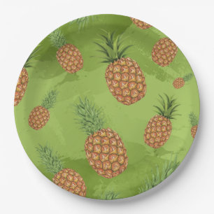 Plato De Papel Patrón de piña acuarela 4