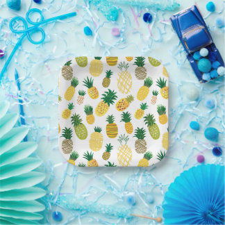 Plato De Papel Patrón de piña de moda