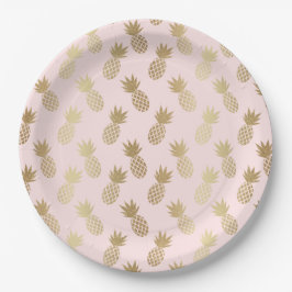Plato De Papel Patrón de piña dorada