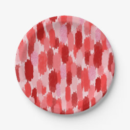 Plato De Papel Patrón de pinceles de resumen rosado rojo