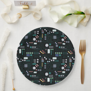 Plato De Papel Patrón de placa de circuito de cómputo