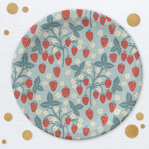 Plato De Papel Patrón de planta de fresa vintage