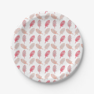 Plato De Papel Patrón de plumas temáticas de caída