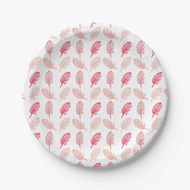 Plato De Papel Patrón de plumas temáticas de caída (Anverso)