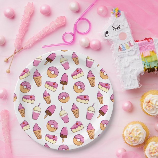 Plato De Papel Patrón de postre dulce (Fiesta)