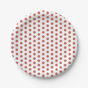 Plato De Papel Patrón de punto de polka roja en Minimalista blanc