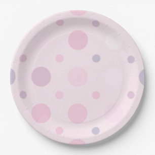 Plato De Papel Patrón de punto de polka rosado