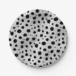 Plato De Papel Patrón de puntos dálmatos blancos y negros