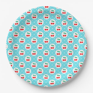 Plato De Papel Patrón de puntos de cereza: regalo y decoración de